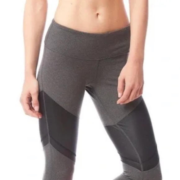 ALO Yoga Pants - Alo Yoga Sheila Color Block Leggings Gray Black Coral Mesh Medium